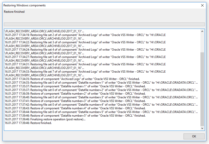 come eseguire il backup dei dati Oracle in Windows